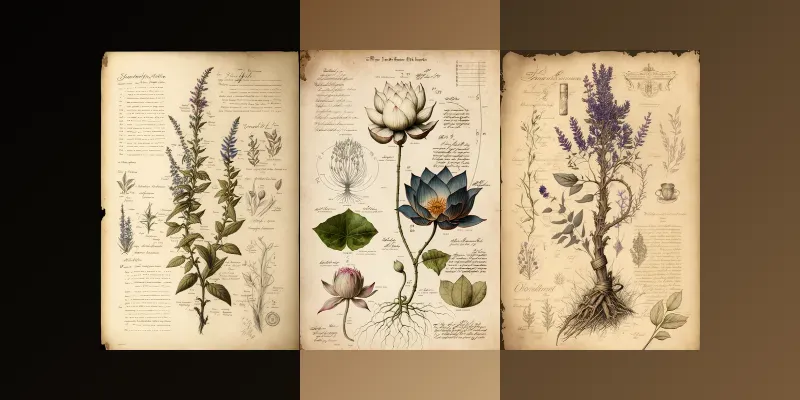 Ancient Alchemy Herbarium Pages generated by undefined