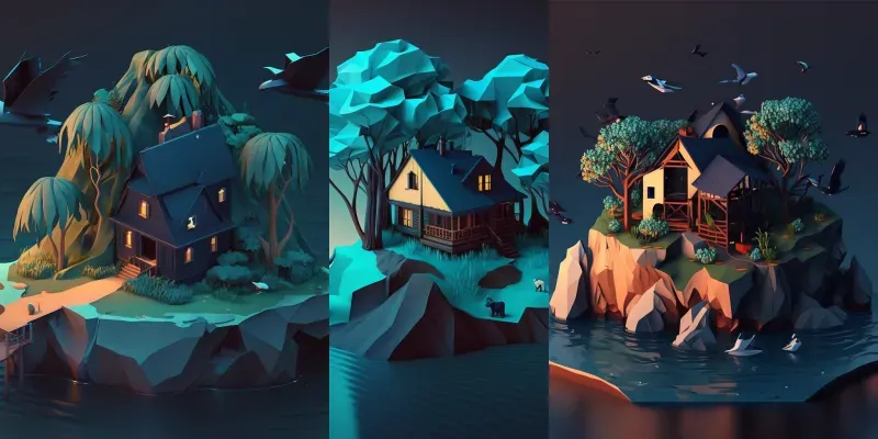 Low Poly Renders Of Houses generated by undefined