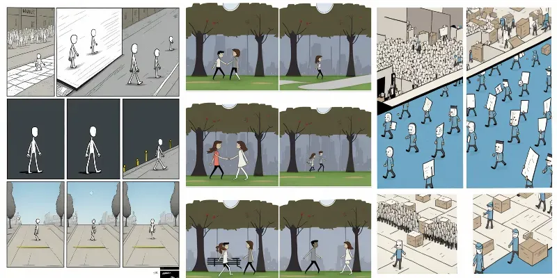 Full Comics Page With Stick Figures generated by undefined