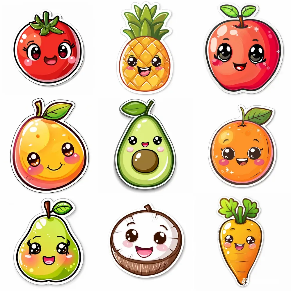 Kawaii Fruit Stickers