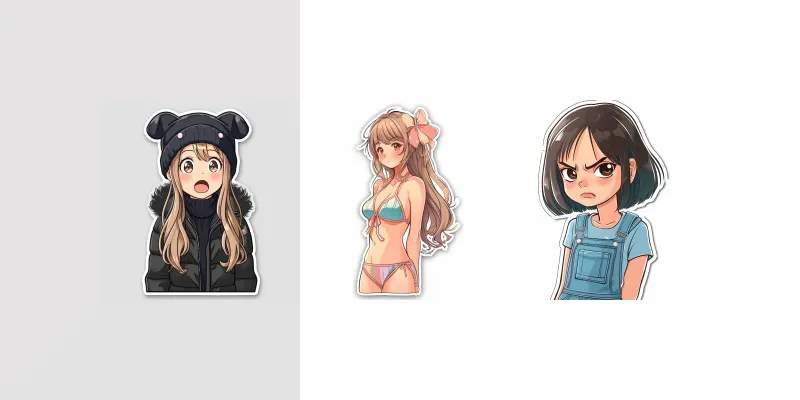 Kawaii Stickers Cute Girls generated by undefined