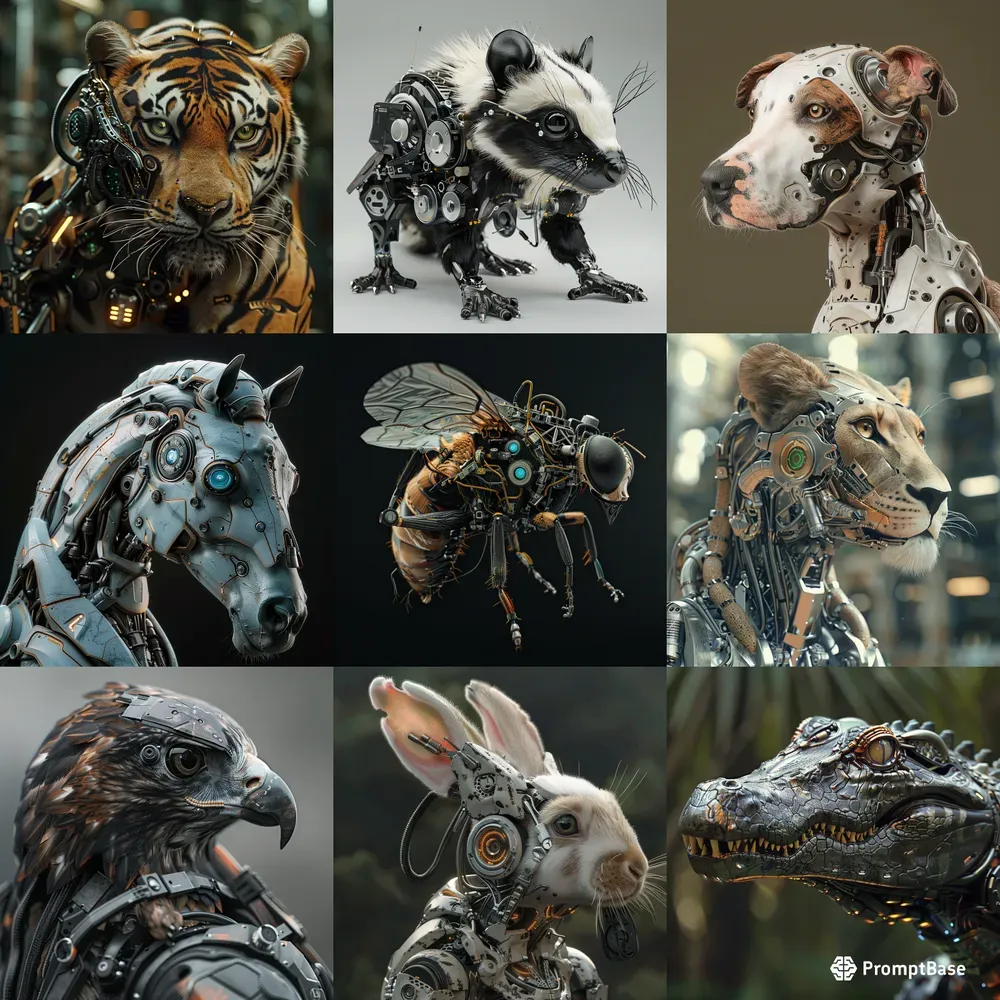 Realistic Cyborg Animal Illustrations