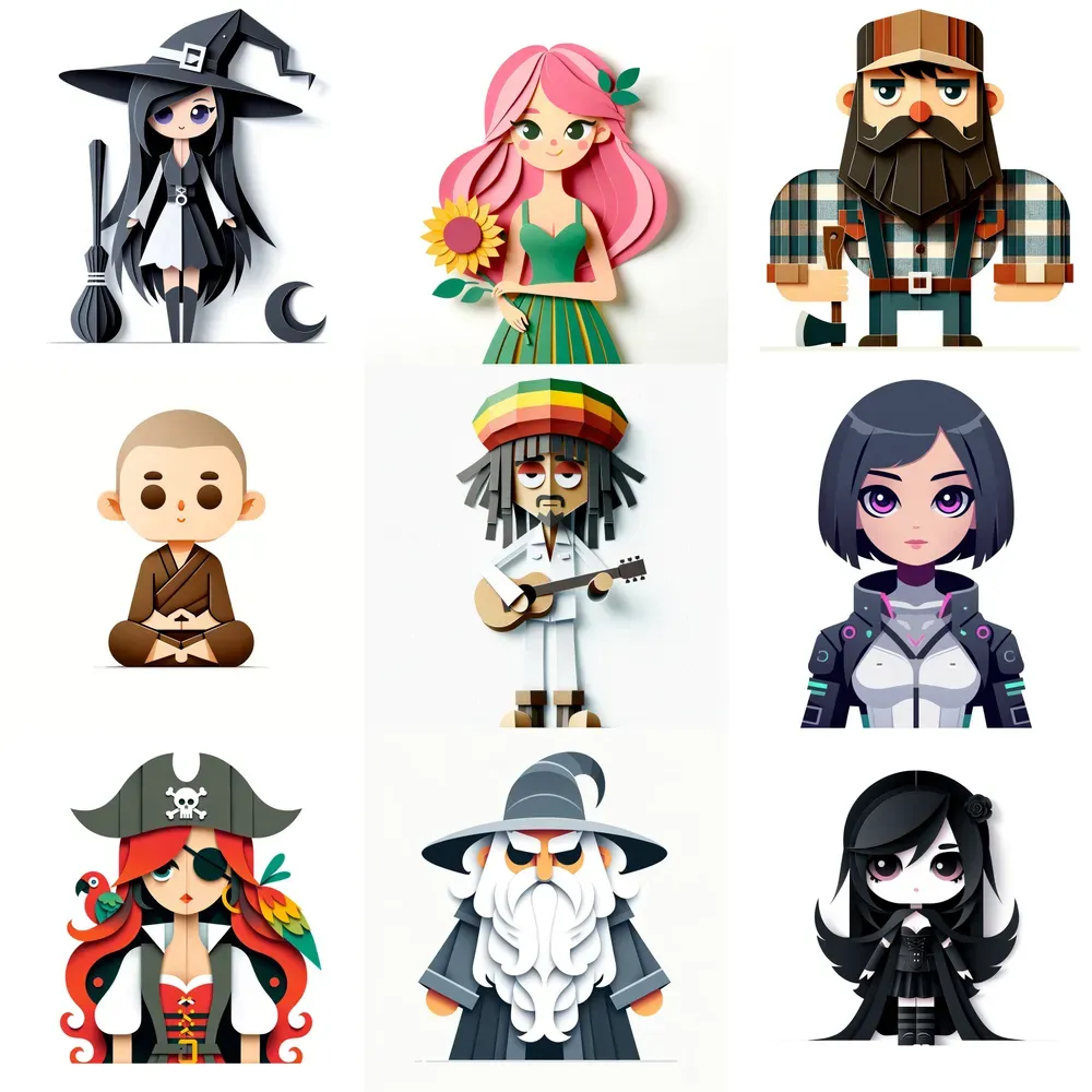 Dynamic Minimalist Cartoon Characters