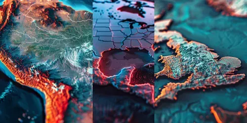 3D Country Maps Close Up Views generated by midjourney