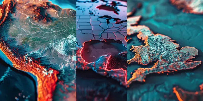 3D Country Maps Close Up Views generated by undefined
