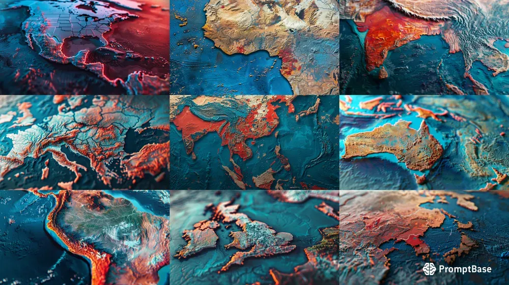 3D Country Maps Close Up Views