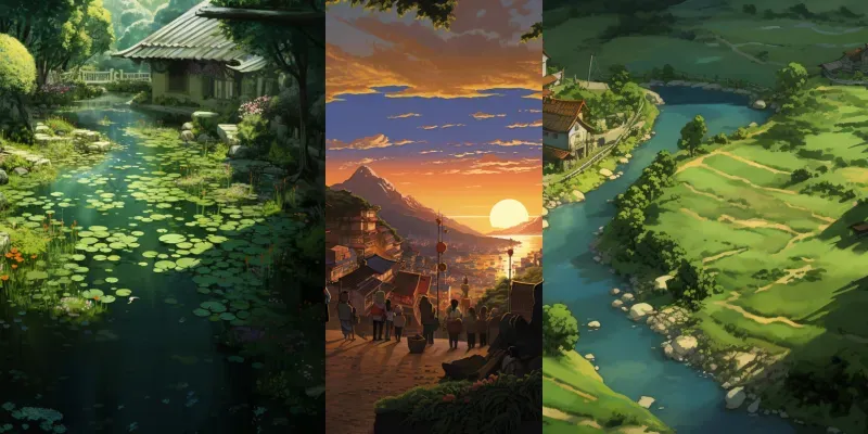 Ghibli Style Landscape Scenes generated by undefined