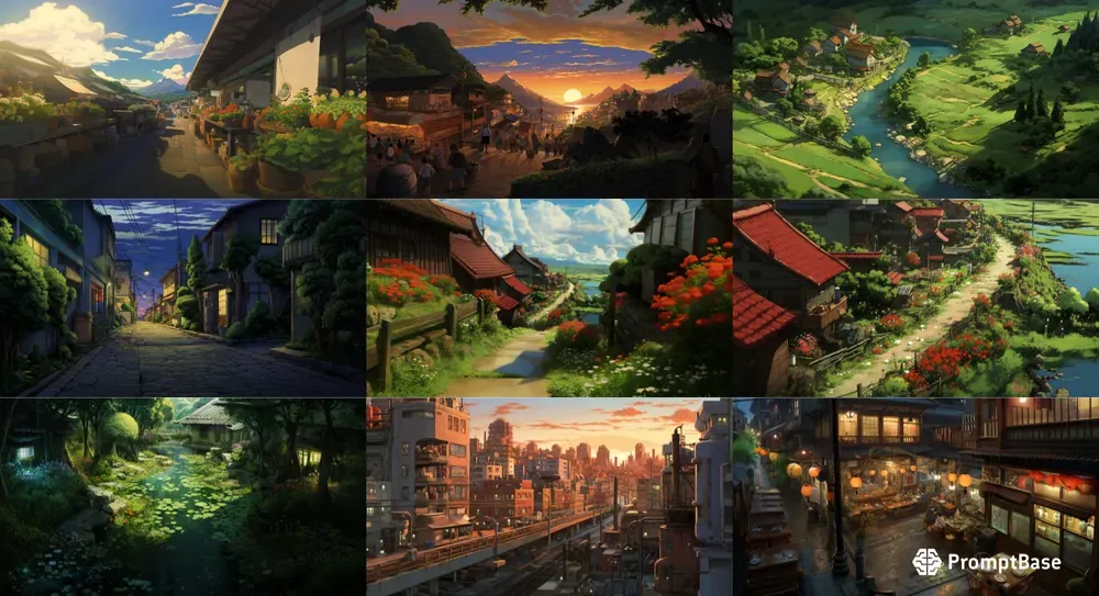 Ghibli Style Landscape Scenes