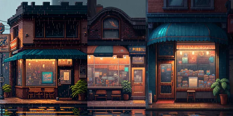 16-bit Pixel Café Backdrops generated by undefined