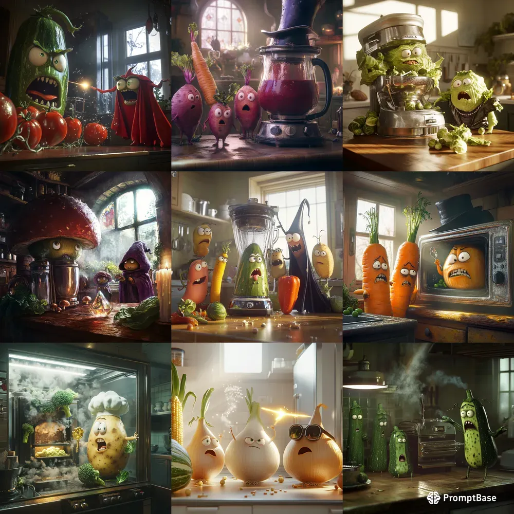 Veggie Tales The Blender Chronicles Midjourney Prompt PromptBase