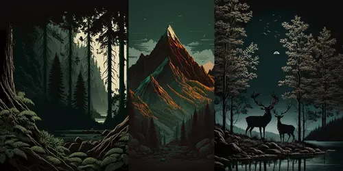 Landscapes Art Dark Colors generated by midjourney