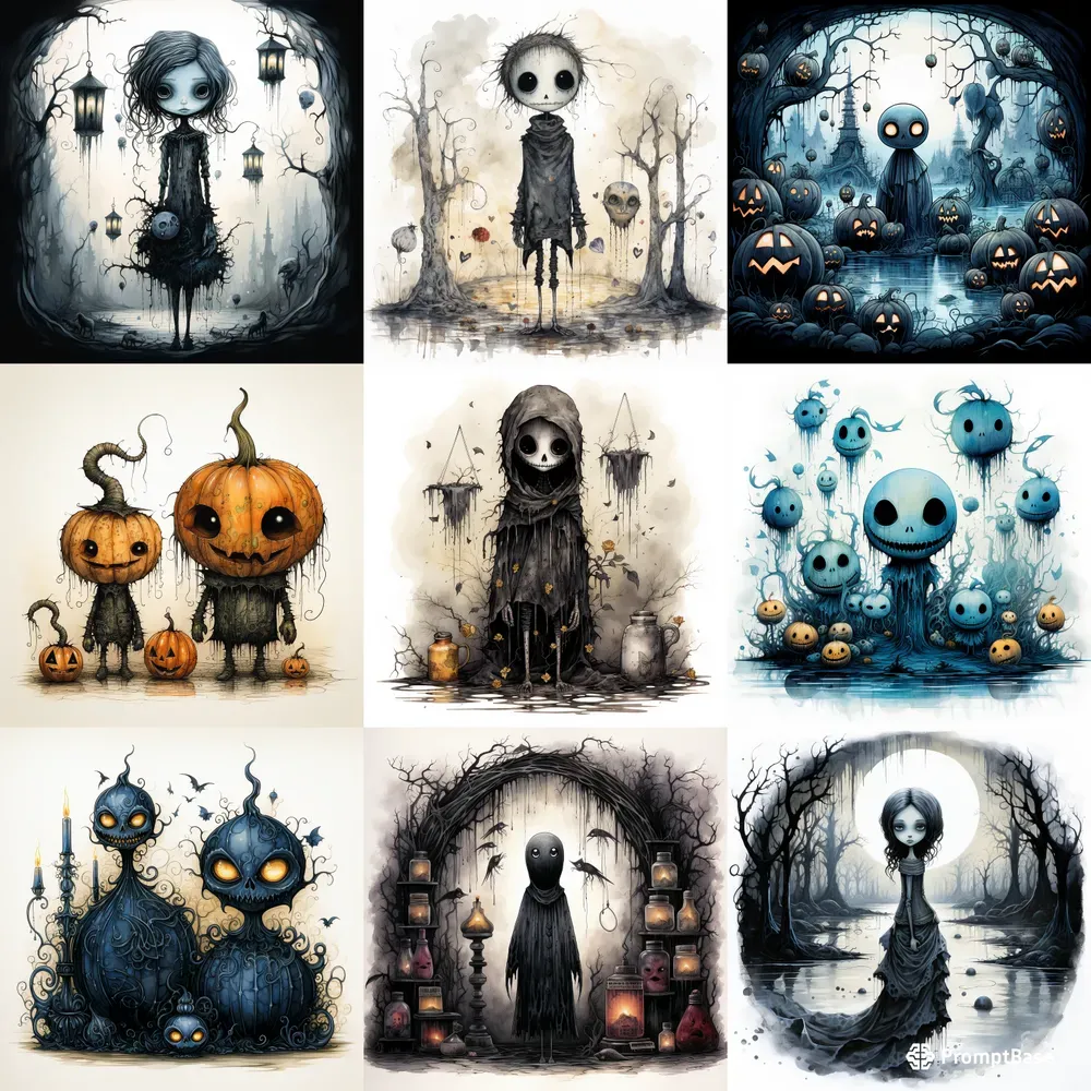 Whimsical Gothic Cartoon Drawings