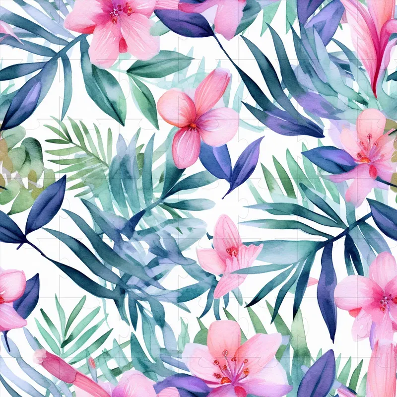 Watercolor Tropical Flower Patterns