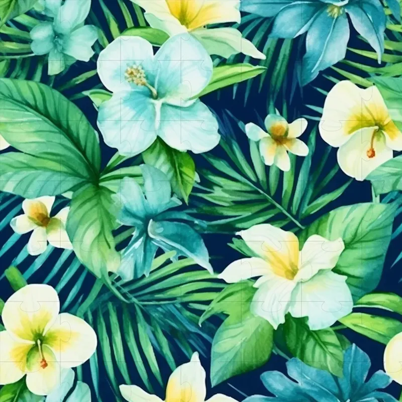Watercolor Tropical Flower Patterns