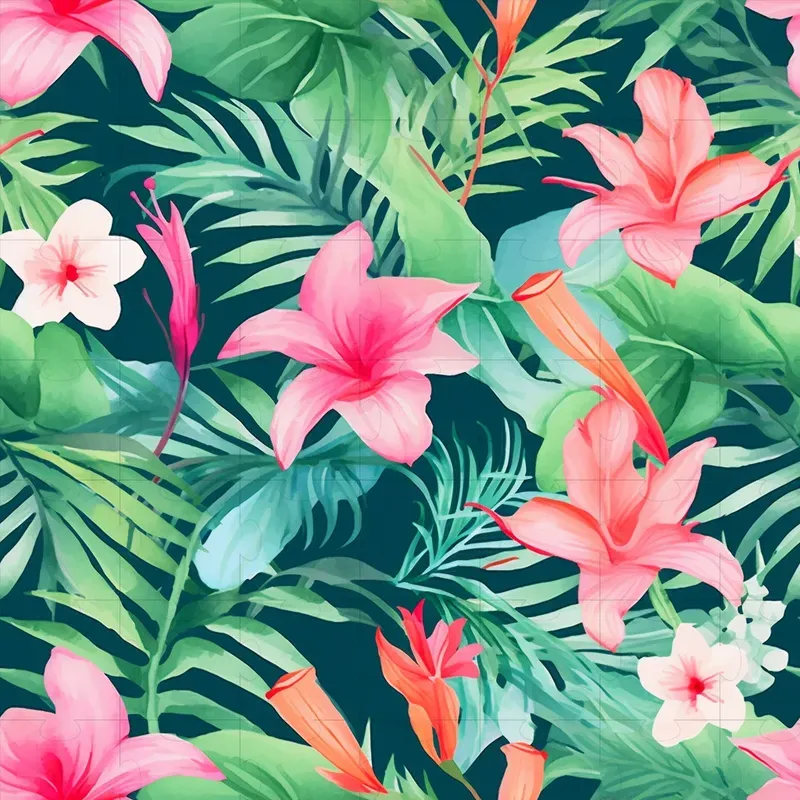 Watercolor Tropical Flower Patterns