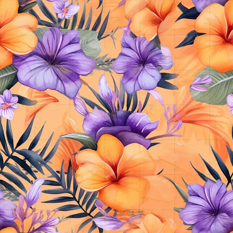 Watercolor Tropical Flower Patterns