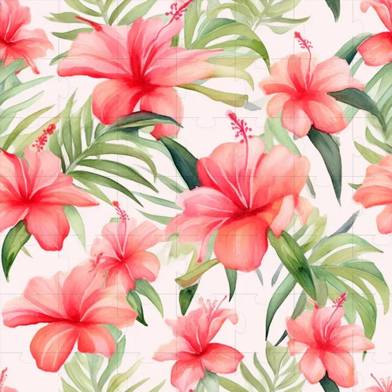 Watercolor Tropical Flower Patterns