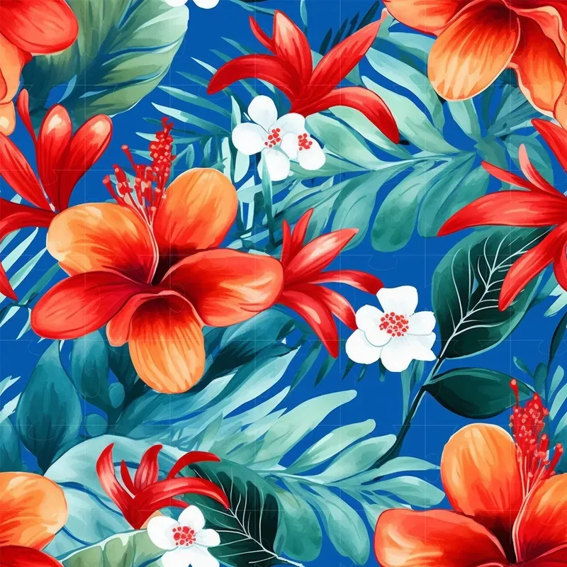 Watercolor Tropical Flower Patterns