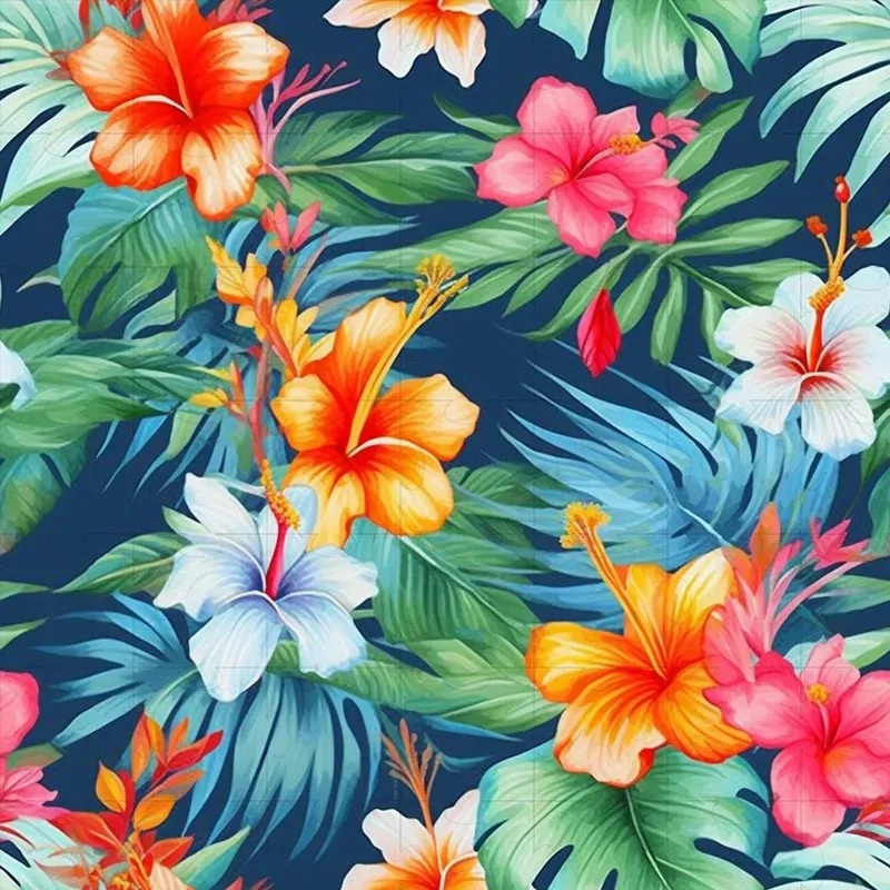 Watercolor Tropical Flower Patterns