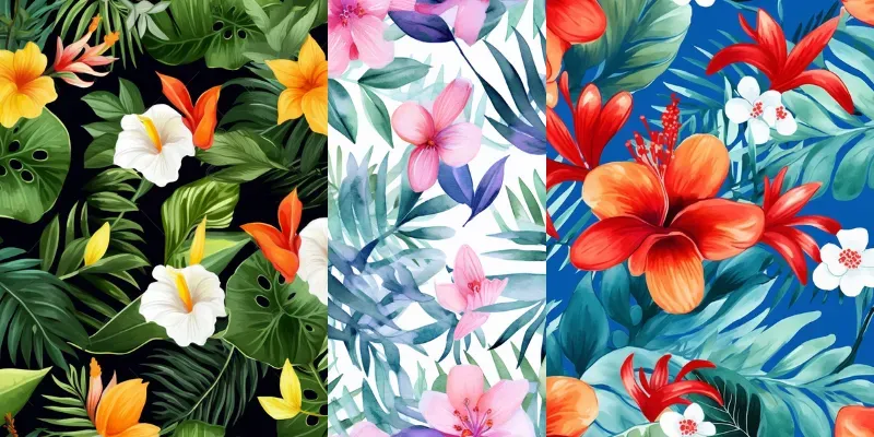 Watercolor Tropical Flower Patterns generated by undefined