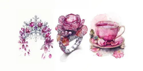 Fashion Pink Objects And Pearls generated by midjourney