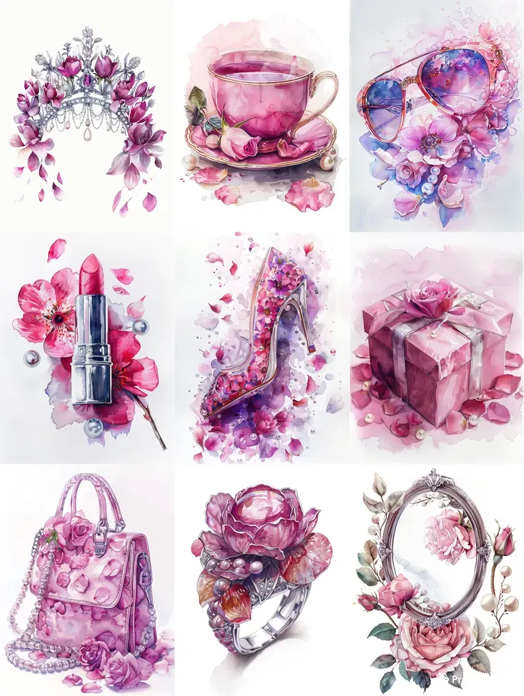 Fashion Pink Objects And Pearls