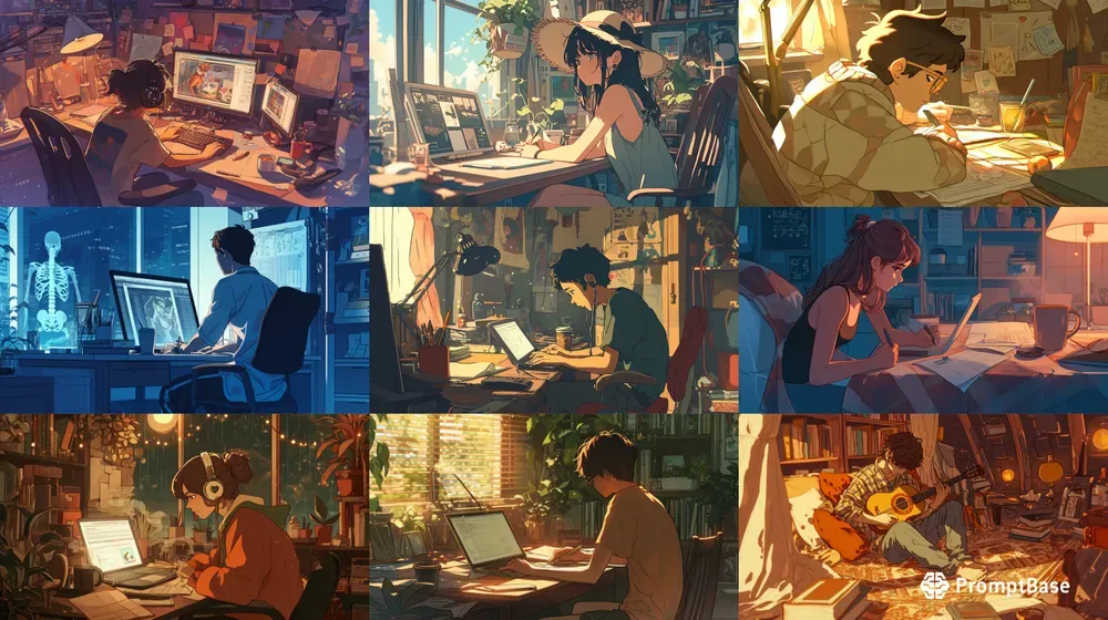 Lofi Animated Gif YouTube Illustrations