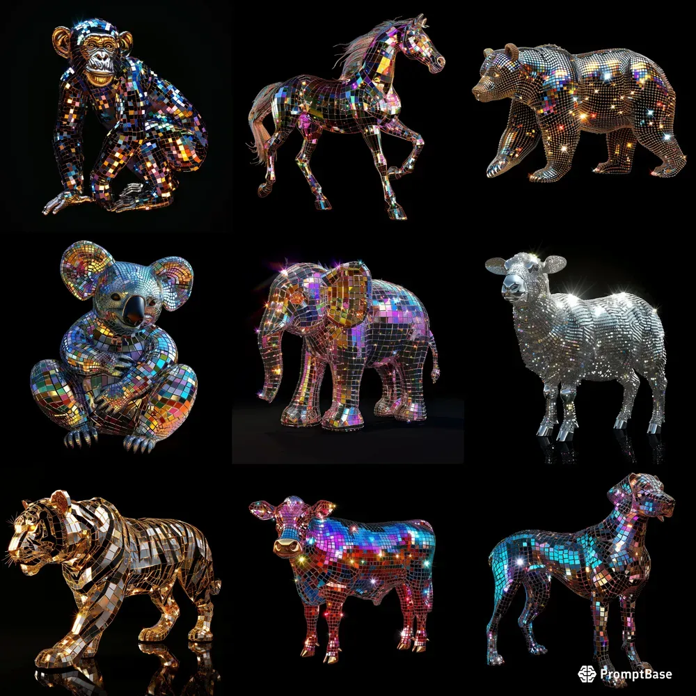 3D Sparkling Mosaic Art Animals