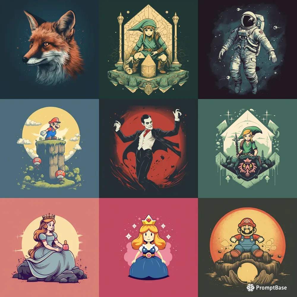 Tshirt Design Vintages Game Characters