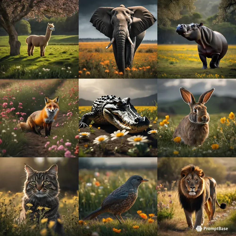 Realistic Animals In The Fields