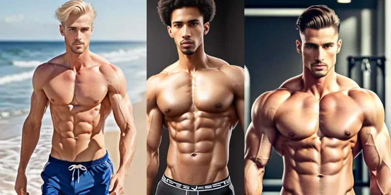 Shirtless Athletic Men Hyperealistically generated by undefined