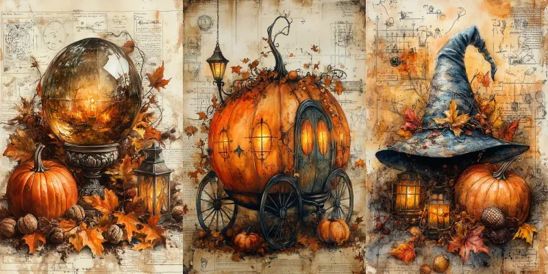 Autumn Mystical Junk Journal Pages