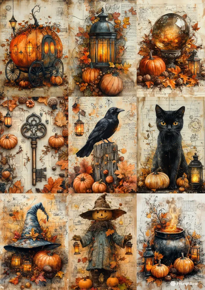 Autumn Mystical Junk Journal Pages