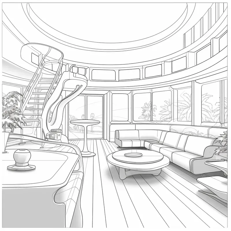 Adult coloring book pages home interiors midjourney prompt ...