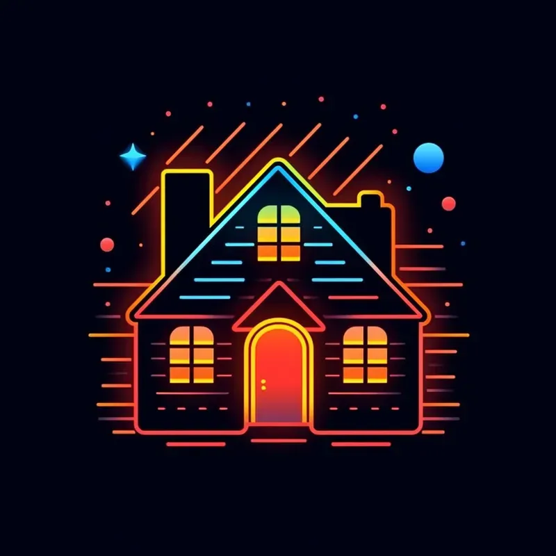 Futuristic Spacethemed Neon Light Icons