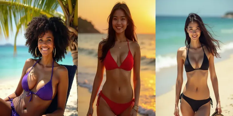 Bikini Beauties In Vibrant generated by undefined
