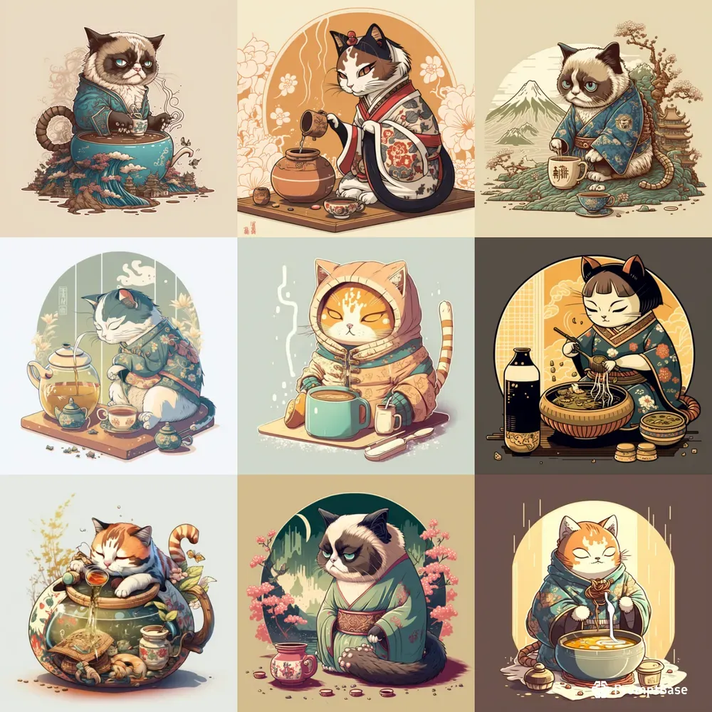 Japanese Themed Cats