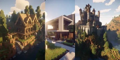 Minecraft Constructions generated by midjourney