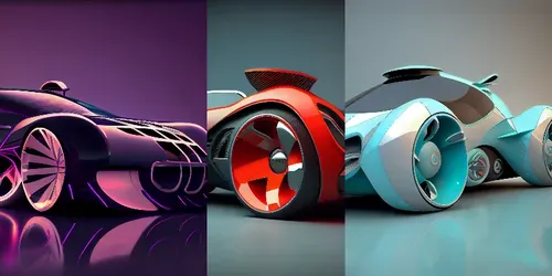 3D Sci-fi Concept Cars Posed In A Studio generated by midjourney