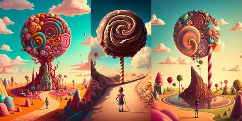 Cartoon Candy Lands generated by midjourney