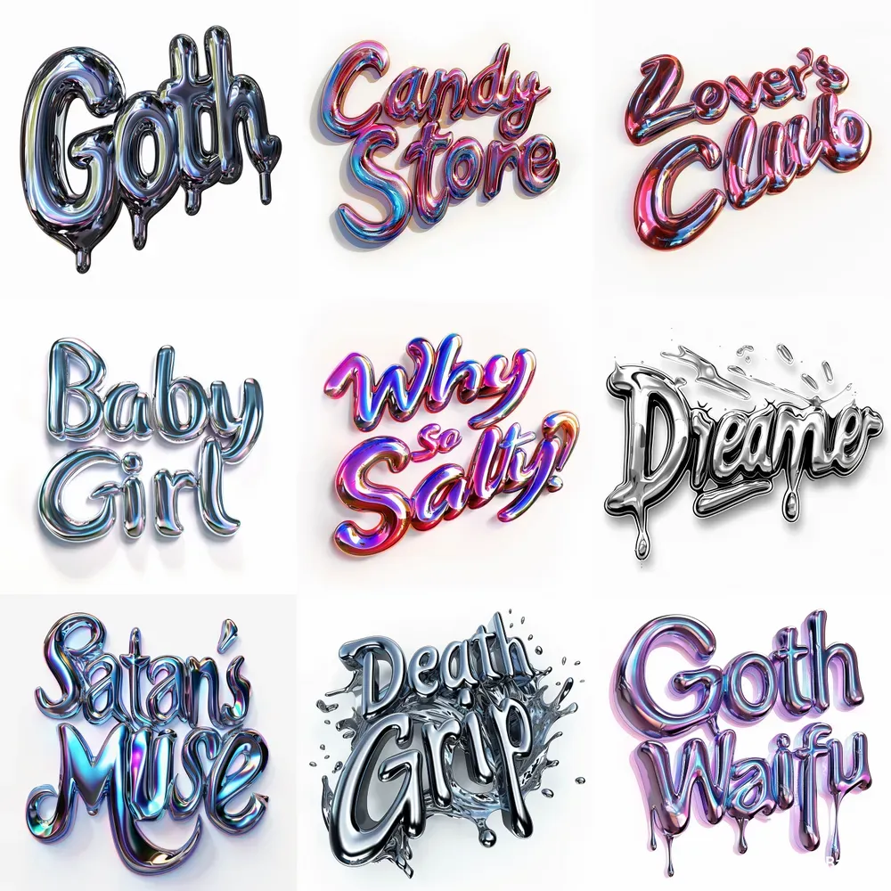 Custom Chrome Liquid Metal Text