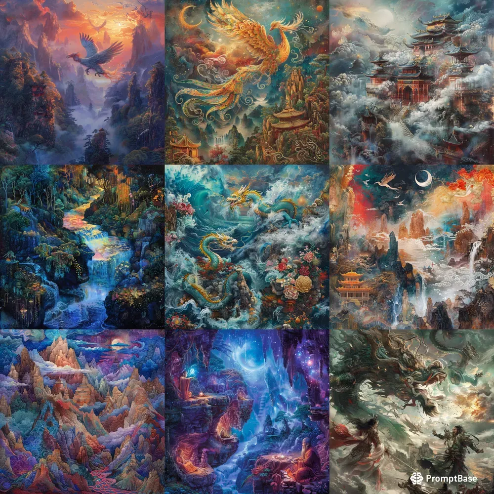 Chinese Mythical Landscapes Illustrations