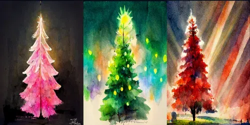 Watercolor Painted Trees generated by midjourney