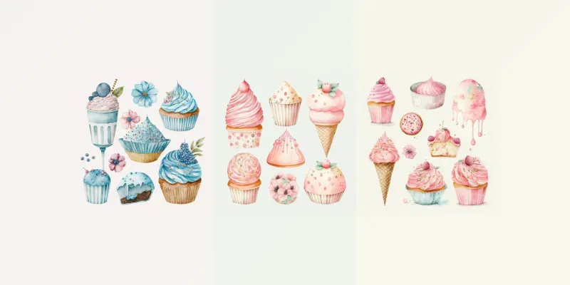 Watercolor Cupcakes generated by undefined