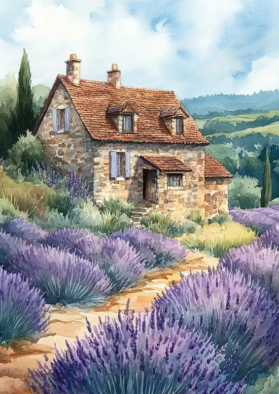 Lavender Fields Soft Watercolor Art Pages
