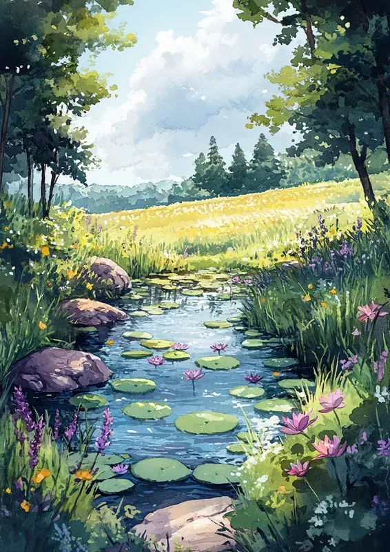 Lavender Fields Soft Watercolor Art Pages