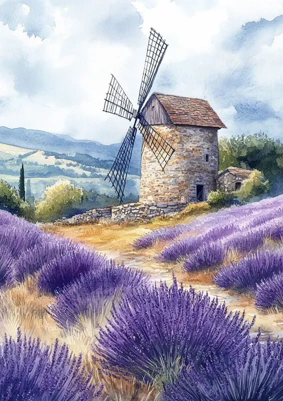 Lavender Fields Soft Watercolor Art Pages