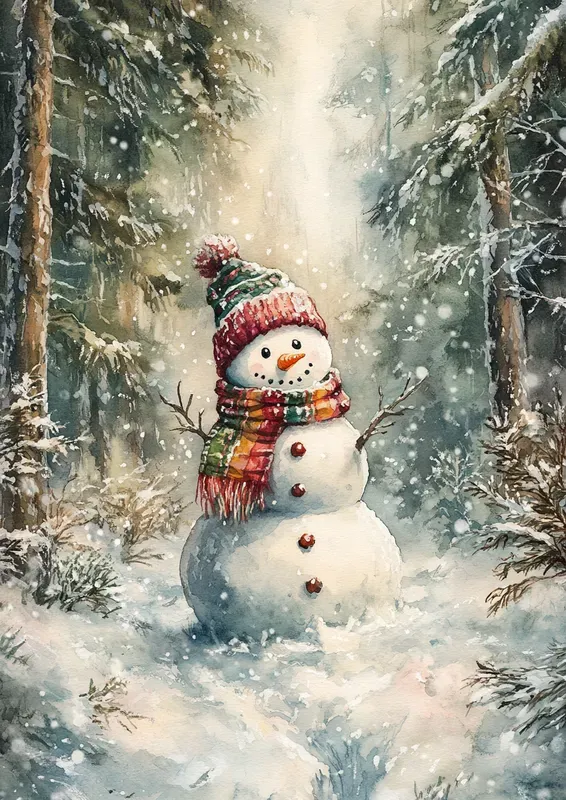 Winter Watercolor Scenes Illustrations
