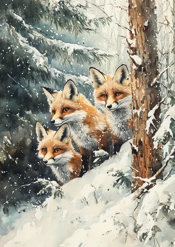 Winter Watercolor Scenes Illustrations