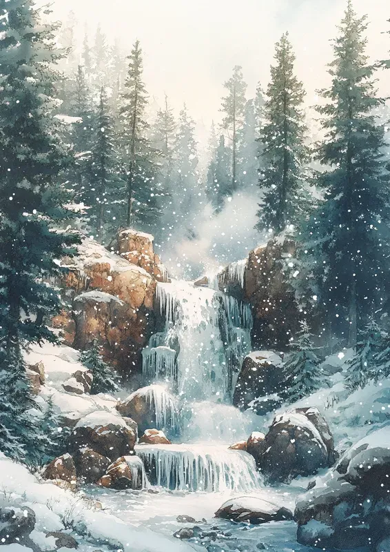 Winter Watercolor Scenes Illustrations